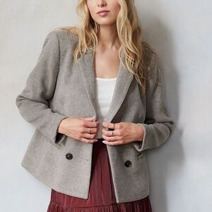 LC Lauren Conrad Birch Double Breasted Wool Blend Blazer Women’s Size Medium